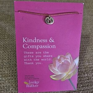 NWT Lucky Feather 14k Gold Plate Lotus Necklace